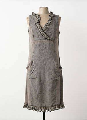 Robe mi-longue sans manche sans manche gris QUATTRO femme