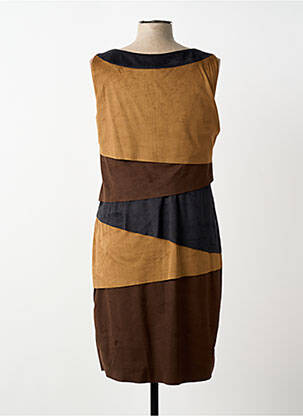 Robe mi-longue sans manche sans manche marron JOSEPH RIBKOFF femme