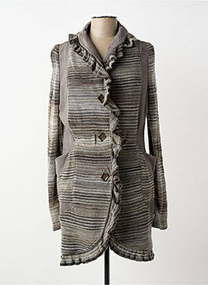 Gilet manches longues col châle gris QUATTRO femme