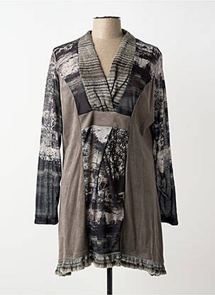 Robe courte manches longues manches longues gris QUATTRO femme