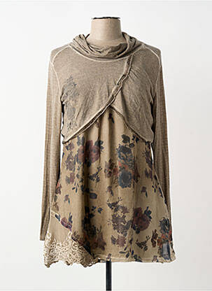 Robe courte manches longues manches longues marron FRED SABATIER femme