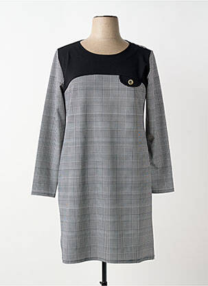 Robe mi-longue manches longues manches longues gris GALMALLA femme