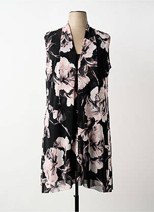 Robe mi-longue imprimé fleurs sans manche noir FRANK LYMAN femme