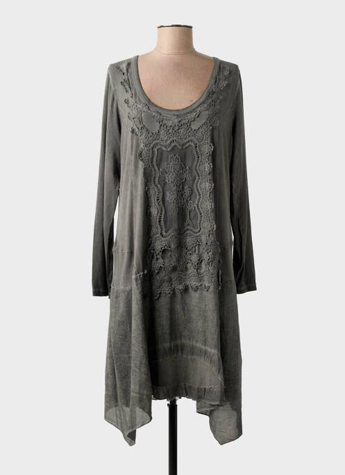 Robe mi-longue manches longues manches longues gris YOEK femme