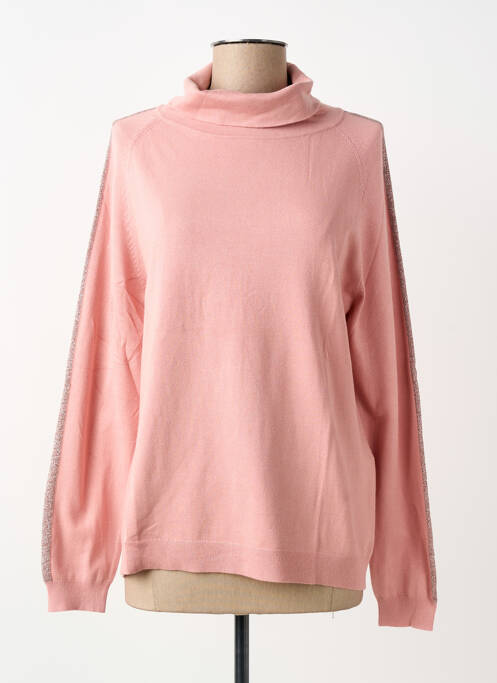 Pull col roulé maille souple et aérée manches longues rose BARBARA LEBEK femme