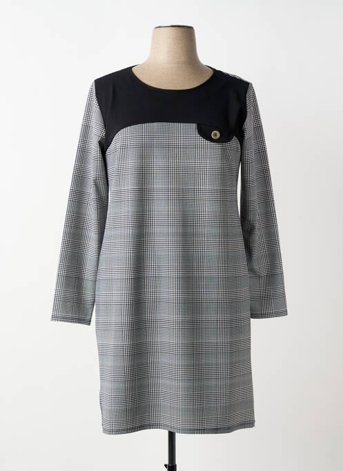 Robe mi-longue manches longues manches longues gris GALMALLA femme