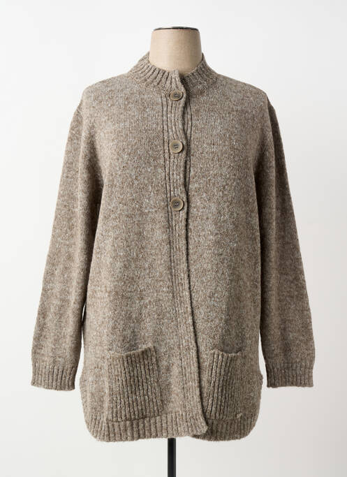 Gilet manches longues resserrée sur le bas marron MINO MORA femme