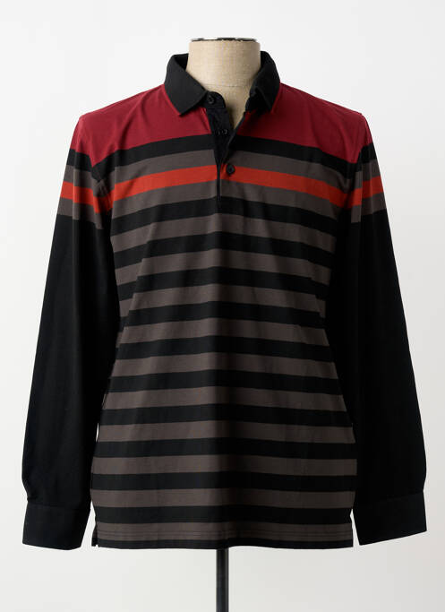 Polo imprimé rayures manches longues noir BERAC homme