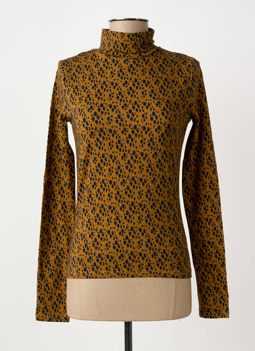 Sous-pull stretch manches longues marron BIZANCE femme