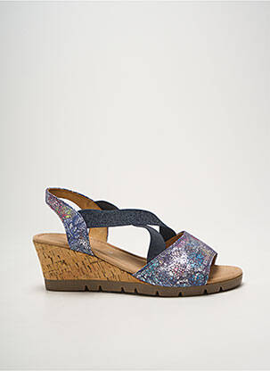 Sandales/nu pieds tissage satiné talon de 7 à 9cm bleu GABOR femme