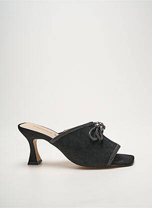 Mules/sabots tissage satiné talon de 7 à 9cm noir CAPRICE femme