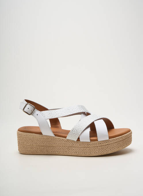 Sandales/nu pieds tissage satiné talon de 4 à 6cm blanc EVA FRUTOS femme