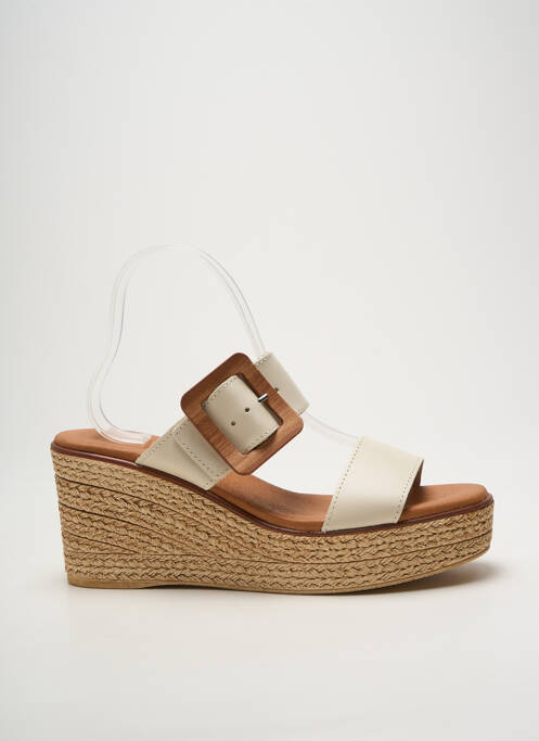 Mules/sabots talon compensé talon de 7 à 9cm beige EVA FRUTOS femme