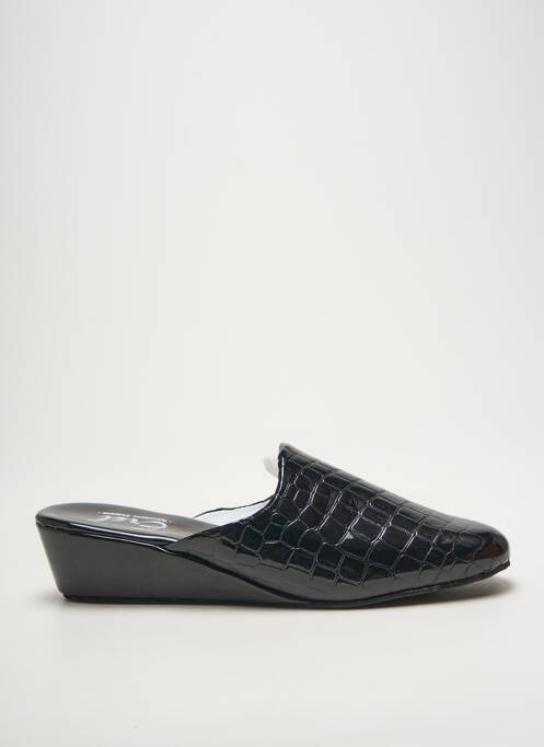 Chaussons/pantoufles semelle extérieure cuir talon de 4 à 6cm noir EREL femme