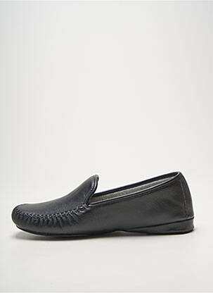 Chaussons/pantoufles tissage satiné bout carré noir HELLER homme