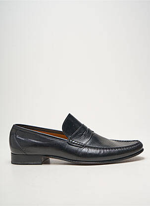 Mocassins tissage satiné talon bas noir CAPONI homme