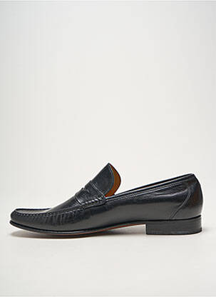 Mocassins tissage satiné talon bas noir CAPONI homme