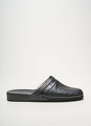 Chaussons/pantoufles tissage satiné bout rond noir DA VINCI homme