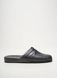 Chaussons/pantoufles tissage satiné bout rond noir DA VINCI homme