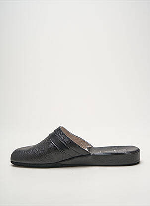 Chaussons/pantoufles tissage satiné bout rond noir DA VINCI homme