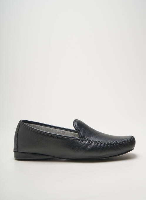 Chaussons/pantoufles tissage satiné bout carré noir HELLER homme