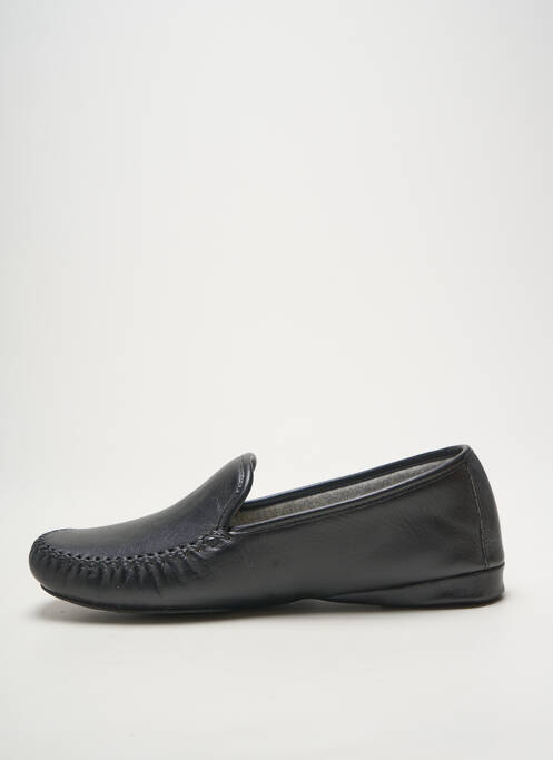 Chaussons/pantoufles tissage satiné bout carré noir HELLER homme