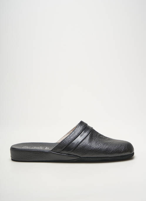 Chaussons/pantoufles matière lisse bout rond noir DA VINCI homme