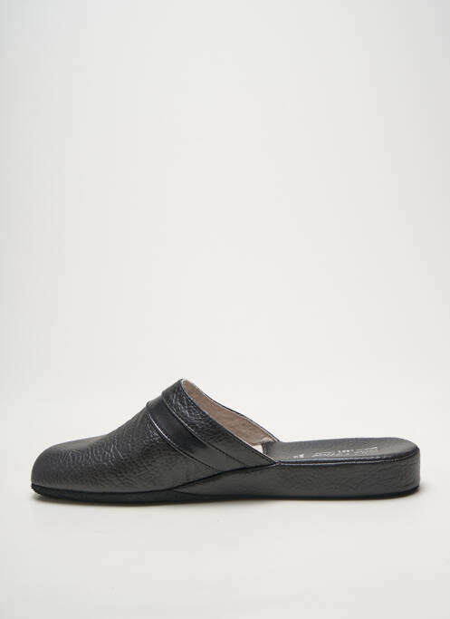 Chaussons/pantoufles matière lisse bout rond noir DA VINCI homme