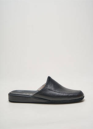 Chaussons/pantoufles tissage satiné bout rond noir DA VINCI homme