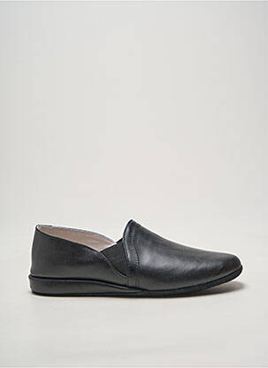 Chaussons/pantoufles semelle extérieure cuir bout rond noir DA VINCI homme