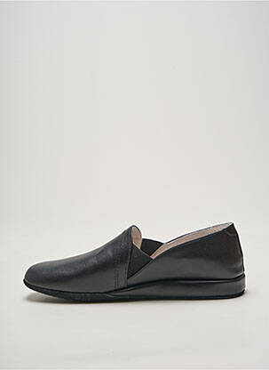 Chaussons/pantoufles semelle extérieure cuir bout rond noir DA VINCI homme
