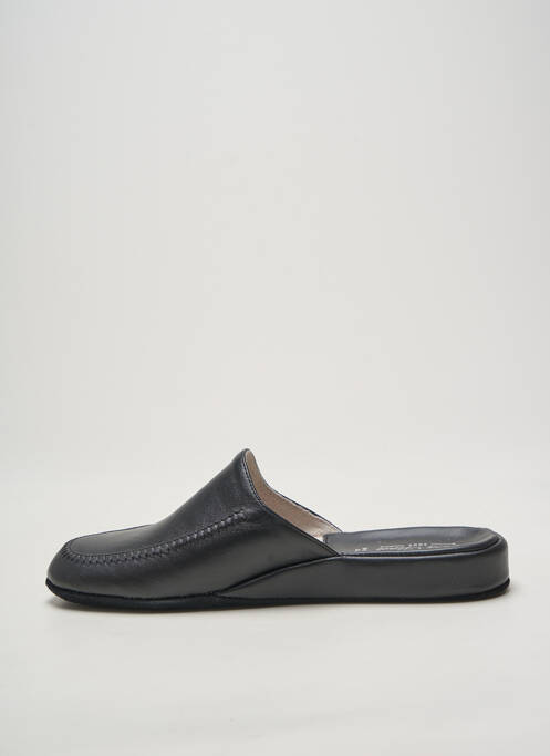 Chaussons/pantoufles tissage satiné bout rond noir DA VINCI homme