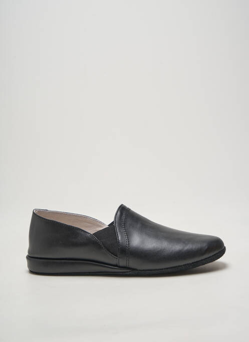 Chaussons/pantoufles semelle extérieure cuir bout rond noir DA VINCI homme
