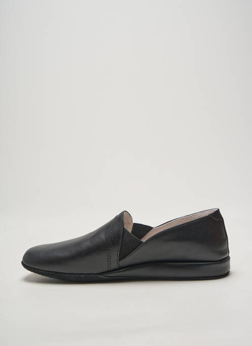 Chaussons/pantoufles semelle extérieure cuir bout rond noir DA VINCI homme