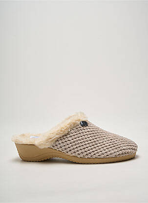Chaussons/pantoufles bout rond talon de 4 à 6cm beige LA BANDE À MICH' femme