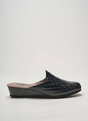 Chaussons/pantoufles tissage satiné talon de 4 à 6cm noir HELLER femme