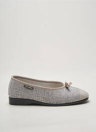 Chaussons/pantoufles tissage satiné talon plat jusqu'à 3cm argent SEMELFLEX femme