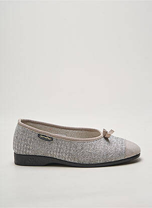 Chaussons/pantoufles tissage satiné talon plat jusqu'à 3cm argent SEMELFLEX femme