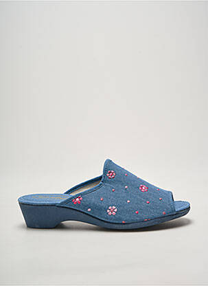 Mules/sabots bout ouvert talon de 4 à 6cm bleu SEMELFLEX femme
