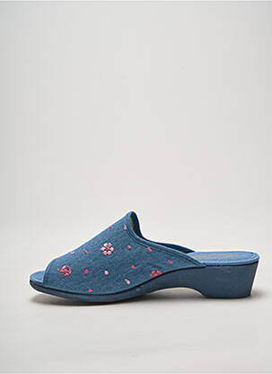Mules/sabots bout ouvert talon de 4 à 6cm bleu SEMELFLEX femme