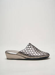 Chaussons/pantoufles tissage satiné talon de 4 à 6cm argent SEMELFLEX femme