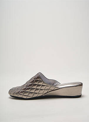 Chaussons/pantoufles tissage satiné talon de 4 à 6cm argent SEMELFLEX femme
