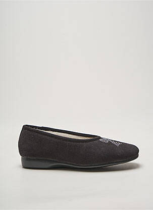 Chaussons/pantoufles bout rond talon plat jusqu'à 3cm noir EXQUISE femme