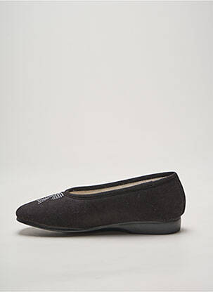 Chaussons/pantoufles bout rond talon plat jusqu'à 3cm noir EXQUISE femme