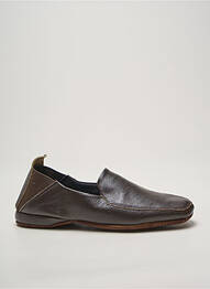 Chaussons/pantoufles matière lisse bout rond marron EREL homme