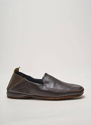 Chaussons/pantoufles matière lisse bout rond marron EREL homme