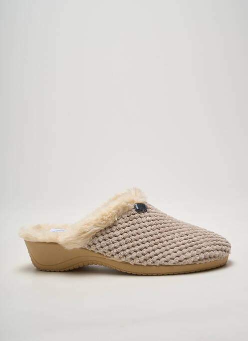 Chaussons/pantoufles bout rond talon de 4 à 6cm beige LA BANDE À MICH' femme