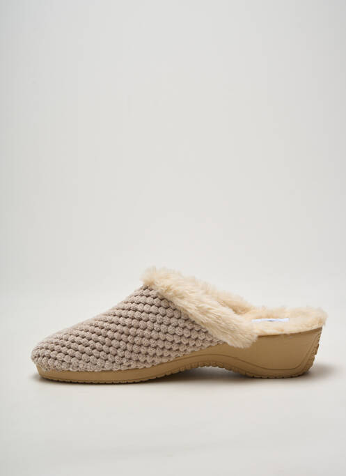 Chaussons/pantoufles bout rond talon de 4 à 6cm beige LA BANDE À MICH' femme