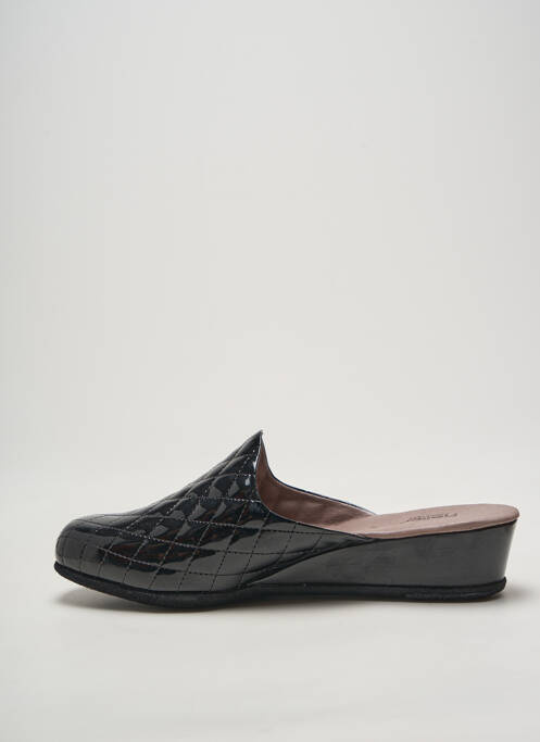 Chaussons/pantoufles tissage satiné talon de 4 à 6cm noir HELLER femme