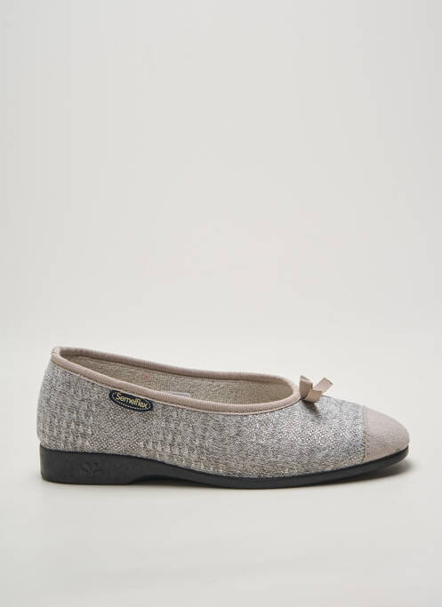 Chaussons/pantoufles tissage satiné talon plat jusqu'à 3cm argent SEMELFLEX femme